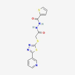 molecular formula C14H11N5O2S3 B10877200 N'-(2-{[5-(pyridin-3-yl)-1,3,4-thiadiazol-2-yl]sulfanyl}acetyl)thiophene-2-carbohydrazide 