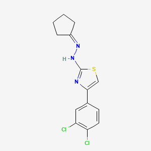 molecular formula C14H13Cl2N3S B10877212 2-(2-Cyclopentylidenehydrazinyl)-4-(3,4-dichlorophenyl)-1,3-thiazole 