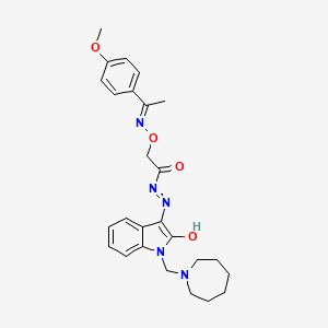 molecular formula C26H31N5O4 B10877266 N'-[(3Z)-1-(azepan-1-ylmethyl)-2-oxo-1,2-dihydro-3H-indol-3-ylidene]-2-({[(1E)-1-(4-methoxyphenyl)ethylidene]amino}oxy)acetohydrazide 