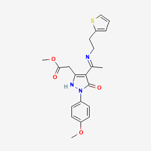 molecular formula C21H23N3O4S B10877271 methyl [(4Z)-1-(4-methoxyphenyl)-5-oxo-4-(1-{[2-(thiophen-2-yl)ethyl]amino}ethylidene)-4,5-dihydro-1H-pyrazol-3-yl]acetate 