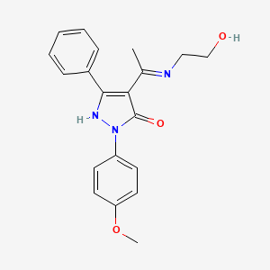 (4Z)-4-{1-[(2-hydroxyethyl)amino]ethylidene}-2-(4-methoxyphenyl)-5-phenyl-2,4-dihydro-3H-pyrazol-3-one