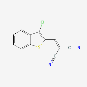 molecular formula C12H5ClN2S B10877300 2-[(3-Chloro-1-benzothiophen-2-yl)methylidene]propanedinitrile 