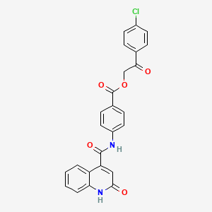 molecular formula C25H17ClN2O5 B10877313 2-(4-Chlorophenyl)-2-oxoethyl 4-{[(2-hydroxyquinolin-4-yl)carbonyl]amino}benzoate 