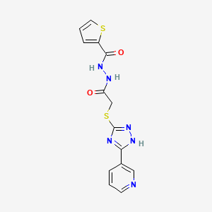 molecular formula C14H12N6O2S2 B10877337 N'-(2-{[5-(pyridin-3-yl)-4H-1,2,4-triazol-3-yl]sulfanyl}acetyl)thiophene-2-carbohydrazide 