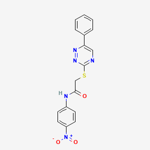 molecular formula C17H13N5O3S B10877410 N-(4-nitrophenyl)-2-[(6-phenyl-1,2,4-triazin-3-yl)sulfanyl]acetamide 