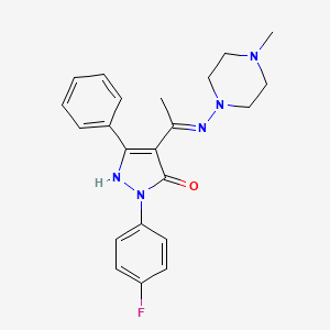 (4Z)-2-(4-fluorophenyl)-4-{1-[(4-methylpiperazin-1-yl)amino]ethylidene}-5-phenyl-2,4-dihydro-3H-pyrazol-3-one