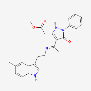 molecular formula C25H26N4O3 B10877474 methyl [(4Z)-4-(1-{[2-(5-methyl-1H-indol-3-yl)ethyl]amino}ethylidene)-5-oxo-1-phenyl-4,5-dihydro-1H-pyrazol-3-yl]acetate 