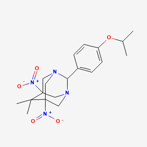 molecular formula C19H26N4O5 B10877524 2-(4-Isopropoxyphenyl)-6,6-dimethyl-5,7-dinitro-1,3-diazatricyclo[3.3.1.1~3,7~]decane 