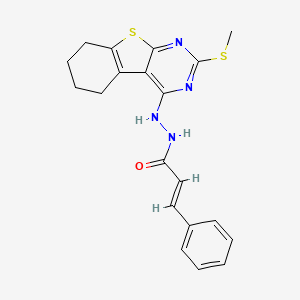 molecular formula C20H20N4OS2 B10877545 (2E)-N'-[2-(methylsulfanyl)-5,6,7,8-tetrahydro[1]benzothieno[2,3-d]pyrimidin-4-yl]-3-phenylprop-2-enehydrazide 