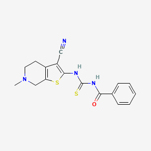 molecular formula C17H16N4OS2 B10877549 N-[(3-cyano-6-methyl-4,5,6,7-tetrahydrothieno[2,3-c]pyridin-2-yl)carbamothioyl]benzamide 