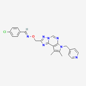 molecular formula C23H20ClN7O B10877568 4-Chlorobenzaldehyde O~1~-{[8,9-dimethyl-7-(4-pyridylmethyl)-7H-pyrrolo[3,2-E][1,2,4]triazolo[1,5-C]pyrimidin-2-YL]methyl}oxime 