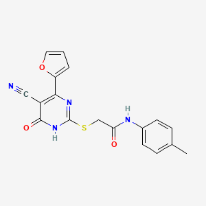 molecular formula C18H14N4O3S B10877575 2-(5-Cyano-4-furan-2-yl-6-oxo-1,6-dihydro-pyrimidin-2-ylsulfanyl)-N-p-tolyl-acetamide 