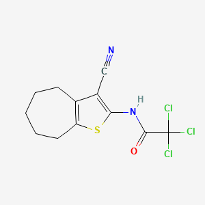 2,2,2-trichloro-N-(3-cyano-5,6,7,8-tetrahydro-4H-cyclohepta[b]thiophen-2-yl)acetamide