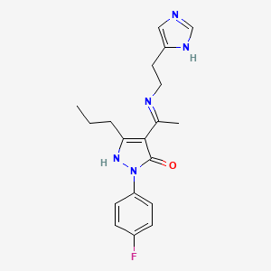 molecular formula C19H22FN5O B10877616 (4Z)-2-(4-fluorophenyl)-4-(1-{[2-(1H-imidazol-4-yl)ethyl]amino}ethylidene)-5-propyl-2,4-dihydro-3H-pyrazol-3-one 