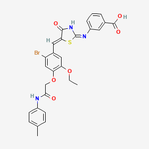 molecular formula C28H24BrN3O6S B10877621 3-[[(5Z)-5-[[2-bromo-5-ethoxy-4-[2-(4-methylanilino)-2-oxoethoxy]phenyl]methylidene]-4-oxo-1,3-thiazol-2-yl]amino]benzoic acid 