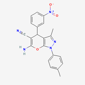 6-Amino-3-methyl-1-(4-methylphenyl)-4-(3-nitrophenyl)-1,4-dihydropyrano[2,3-c]pyrazole-5-carbonitrile