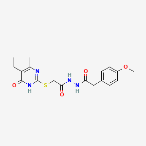 2-[(5-ethyl-4-hydroxy-6-methylpyrimidin-2-yl)sulfanyl]-N'-[(4-methoxyphenyl)acetyl]acetohydrazide