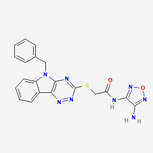 molecular formula C20H16N8O2S B10877696 N-(4-amino-1,2,5-oxadiazol-3-yl)-2-[(5-benzyl-5H-[1,2,4]triazino[5,6-b]indol-3-yl)sulfanyl]acetamide 