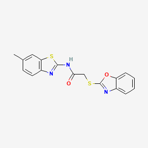 molecular formula C17H13N3O2S2 B10877709 2-(Benzooxazol-2-ylsulfanyl)-N-(6-methyl-benzothiazol-2-yl)-acetamide 