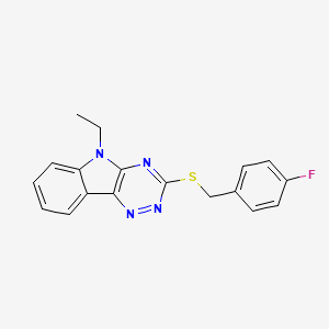 molecular formula C18H15FN4S B10877739 5-ethyl-3-[(4-fluorobenzyl)sulfanyl]-5H-[1,2,4]triazino[5,6-b]indole 