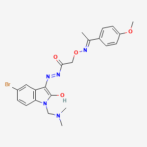 molecular formula C22H24BrN5O4 B10877832 N'-{(3Z)-5-bromo-1-[(dimethylamino)methyl]-2-oxo-1,2-dihydro-3H-indol-3-ylidene}-2-({[(1E)-1-(4-methoxyphenyl)ethylidene]amino}oxy)acetohydrazide 