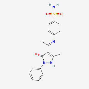 molecular formula C18H18N4O3S B10877835 4-{[(1Z)-1-(3-methyl-5-oxo-1-phenyl-1,5-dihydro-4H-pyrazol-4-ylidene)ethyl]amino}benzenesulfonamide 