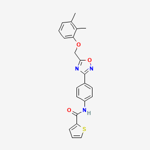 molecular formula C22H19N3O3S B10877876 N-(4-{5-[(2,3-dimethylphenoxy)methyl]-1,2,4-oxadiazol-3-yl}phenyl)thiophene-2-carboxamide 