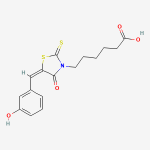 molecular formula C16H17NO4S2 B10877958 6-[(5E)-5-(3-hydroxybenzylidene)-4-oxo-2-thioxo-1,3-thiazolidin-3-yl]hexanoic acid 