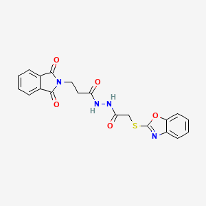 molecular formula C20H16N4O5S B10878019 N'-[(1,3-benzoxazol-2-ylsulfanyl)acetyl]-3-(1,3-dioxo-1,3-dihydro-2H-isoindol-2-yl)propanehydrazide 