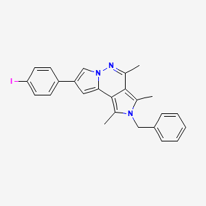 molecular formula C25H22IN3 B10878020 4-benzyl-11-(4-iodophenyl)-3,5,7-trimethyl-4,8,9-triazatricyclo[7.3.0.02,6]dodeca-1(12),2,5,7,10-pentaene 