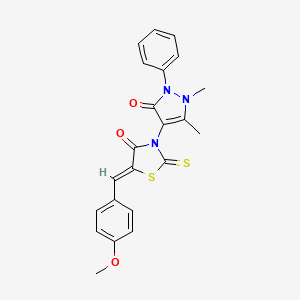 (5Z)-3-(1,5-dimethyl-3-oxo-2-phenyl-2,3-dihydro-1H-pyrazol-4-yl)-5-(4-methoxybenzylidene)-2-thioxo-1,3-thiazolidin-4-one