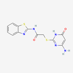 molecular formula C13H11N5O2S2 B10878056 2-[(4-amino-6-oxo-1,6-dihydropyrimidin-2-yl)sulfanyl]-N-(1,3-benzothiazol-2-yl)acetamide 