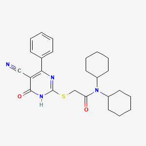 2-[(5-cyano-4-oxo-6-phenyl-1H-pyrimidin-2-yl)sulfanyl]-N,N-dicyclohexylacetamide