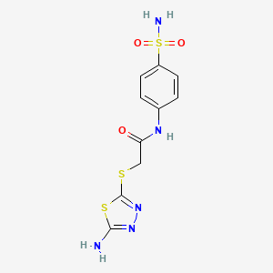 molecular formula C10H11N5O3S3 B10878069 2-[(5-amino-1,3,4-thiadiazol-2-yl)sulfanyl]-N-(4-sulfamoylphenyl)acetamide 