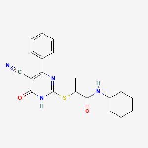 2-[(5-cyano-6-oxo-4-phenyl-1,6-dihydropyrimidin-2-yl)sulfanyl]-N-cyclohexylpropanamide