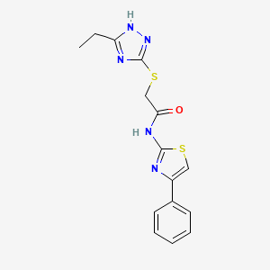 2-[(5-ethyl-4H-1,2,4-triazol-3-yl)sulfanyl]-N-(4-phenyl-1,3-thiazol-2-yl)acetamide