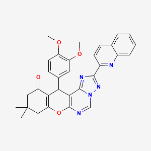 12-(3,4-dimethoxyphenyl)-9,9-dimethyl-2-(quinolin-2-yl)-8,9,10,12-tetrahydro-11H-chromeno[3,2-e][1,2,4]triazolo[1,5-c]pyrimidin-11-one