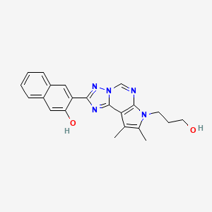 molecular formula C22H21N5O2 B10878120 3-[7-(3-hydroxypropyl)-8,9-dimethyl-7H-pyrrolo[3,2-e][1,2,4]triazolo[1,5-c]pyrimidin-2-yl]-2-naphthol 