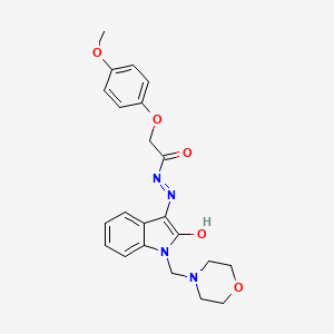 2-(4-methoxyphenoxy)-N'-[(3Z)-1-(morpholin-4-ylmethyl)-2-oxo-1,2-dihydro-3H-indol-3-ylidene]acetohydrazide