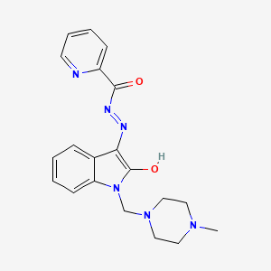 molecular formula C20H22N6O2 B10878147 N'-{(3Z)-1-[(4-methylpiperazin-1-yl)methyl]-2-oxo-1,2-dihydro-3H-indol-3-ylidene}pyridine-2-carbohydrazide 