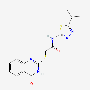 2-[(4-oxo-3,4-dihydroquinazolin-2-yl)sulfanyl]-N-[5-(propan-2-yl)-1,3,4-thiadiazol-2-yl]acetamide