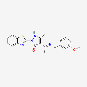 (4Z)-2-(1,3-benzothiazol-2-yl)-4-{1-[(3-methoxybenzyl)amino]ethylidene}-5-methyl-2,4-dihydro-3H-pyrazol-3-one