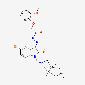 N'-{(3Z)-5-bromo-2-oxo-1-[(1,3,3-trimethyl-6-azabicyclo[3.2.1]oct-6-yl)methyl]-1,2-dihydro-3H-indol-3-ylidene}-2-(2-methoxyphenoxy)acetohydrazide