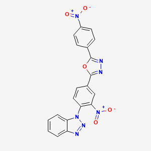 molecular formula C20H11N7O5 B10878220 1-{2-nitro-4-[5-(4-nitrophenyl)-1,3,4-oxadiazol-2-yl]phenyl}-1H-benzotriazole 