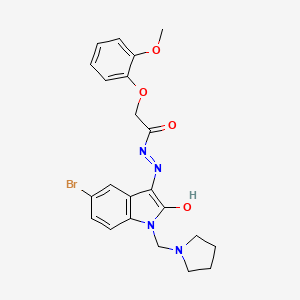 N'-[(3Z)-5-bromo-2-oxo-1-(pyrrolidin-1-ylmethyl)-1,2-dihydro-3H-indol-3-ylidene]-2-(2-methoxyphenoxy)acetohydrazide