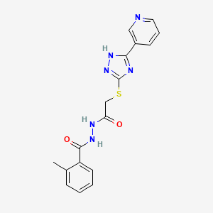 molecular formula C17H16N6O2S B10878273 2-methyl-N'-({[5-(pyridin-3-yl)-4H-1,2,4-triazol-3-yl]sulfanyl}acetyl)benzohydrazide 