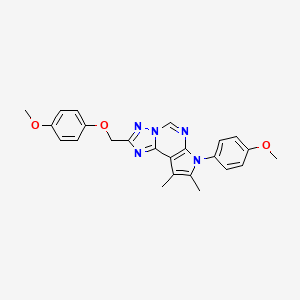 2-[(4-methoxyphenoxy)methyl]-7-(4-methoxyphenyl)-8,9-dimethyl-7H-pyrrolo[3,2-e][1,2,4]triazolo[1,5-c]pyrimidine