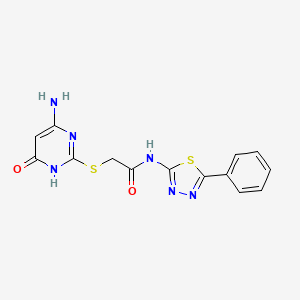 2-[(6-amino-4-oxo-1H-pyrimidin-2-yl)sulfanyl]-N-(5-phenyl-1,3,4-thiadiazol-2-yl)acetamide