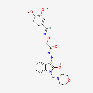 2-({[(E)-(3,4-dimethoxyphenyl)methylidene]amino}oxy)-N'-[(3Z)-1-(morpholin-4-ylmethyl)-2-oxo-1,2-dihydro-3H-indol-3-ylidene]acetohydrazide