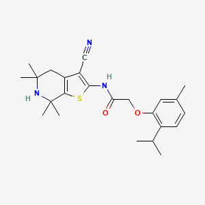 N-(3-cyano-5,5,7,7-tetramethyl-4,5,6,7-tetrahydrothieno[2,3-c]pyridin-2-yl)-2-[5-methyl-2-(propan-2-yl)phenoxy]acetamide